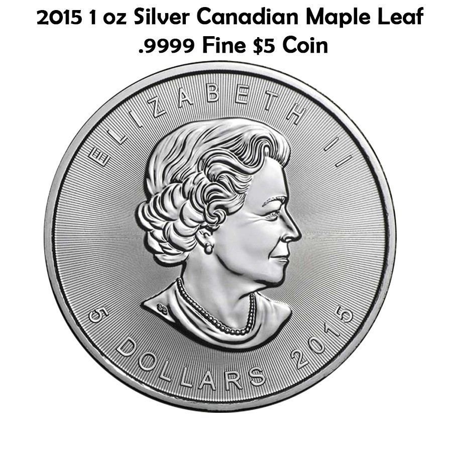 Roll of 25 2015 1 oz Silver Canadian Maple Leaf 9999 Fine 5 Coin eBay