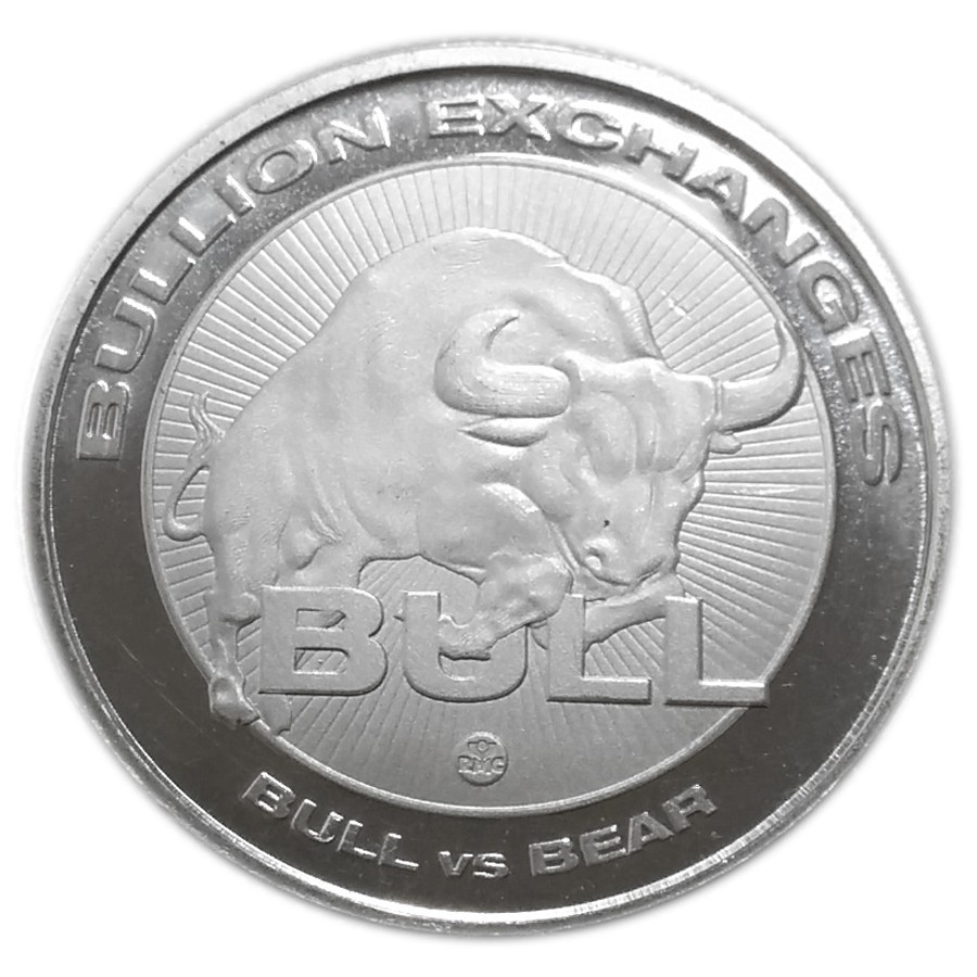 5 Rolls (100 Coins) 1 oz Bull vs Bear .9999 Fine Silver Round Bullion